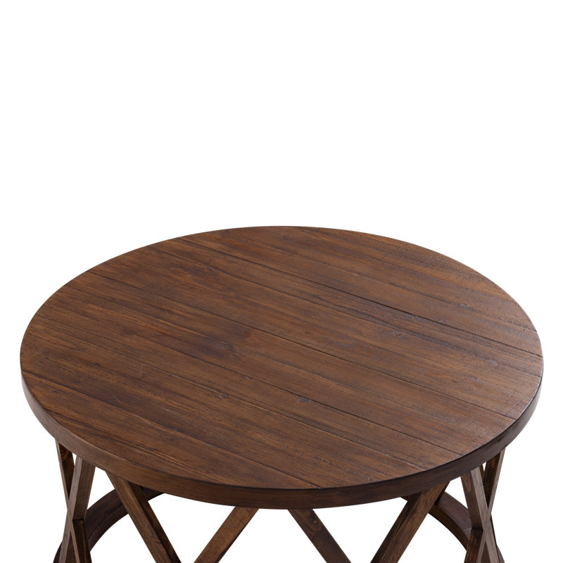 Gracie Oaks Viradis Farmhouse Coffee Table, Rustic Round Coffee Table